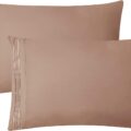 Clara Clark Pillow Cases Standard Size – Ultra Soft Pillow Cover, Lightweight Microfiber Pillow Cases Queen Size Set of 2 – Envelope Closure Pillowcases, Taupe.