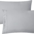 Clara Clark Pillow Cases Standard Size – Ultra Soft Pillow Cover, Lightweight Microfiber Pillow Cases Queen Size Set of 2 – Envelope Closure Pillowcases, Silver.