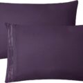 Clara Clark Pillow Cases Standard Size – Ultra Soft Pillow Cover, Lightweight Microfiber Pillow Cases Queen Size Set of 2 – Envelope Closure Pillowcases, Purple Eggplant.