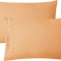 Clara Clark Pillow Cases Standard Size – Ultra Soft Pillow Cover, Lightweight Microfiber Pillow Cases Queen Size Set of 2 – Envelope Closure Pillowcases, Apricot Orange.