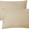 Clara Clark Pillow Cases Standard Size – Ultra Soft Pillow Cover, Lightweight Microfiber Pillow Cases Queen Size Set of 2 – Envelope Closure Pillowcases, Beige Cream.