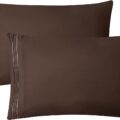 Clara Clark Pillow Cases Standard Size – Ultra Soft Pillow Cover, Lightweight Microfiber Pillow Cases Queen Size Set of 2 – Envelope Closure Pillowcases, Chocolate Brown.