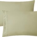 Clara Clark Pillow Cases Standard Size – Ultra Soft Pillow Cover, Lightweight Microfiber Pillow Cases Queen Size Set of 2 – Envelope Closure Pillowcases, Sage Olive Green.