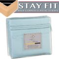 Clara Clark 2000 Series Bed Sheet Sets – Stay fit on mattress with elastic straps at corners – Queen, Light Blue Aqua