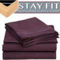 Clara Clark 2000 Series Bed Sheet Sets – Stay fit on mattress with elastic straps at corners – Queen, Purple Eggplant