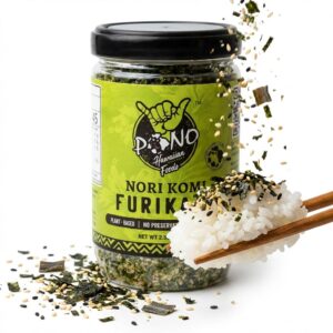 Pono Hawaiian Furikake Rice Seasoning, 2.5oz – Authentic Low-Sodium Hawaiian-Style Nori Komi Seasoning for Rice, Sushi, Musubi – Plant-Based, Gluten-Free, Non-GMO, No Artificial Colors