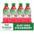 VINUT Pure Aloe Vera Juice Original Flavor with Pulp (16.9 fl oz, Pack of 12), Not From Concentrate, Fresh Aloe Vera Drink, Rich Source of Calcium, Sodium (Strawberry)