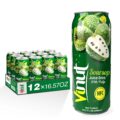 VINUT Soursop Juice Drink with Pulp (Guanabana), 55% Real Fruit Juice, NFC, Halal, 16.57 Fl Oz (490mL) Can (Pack of 12)