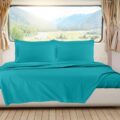 Clara Clark Bedding Short Queen Sheets, RV Sheets Set for Campers, Deep Pockets Fitted RV Bunk Sheets, 4-Piece 1800 Microfiber Bed Sheet Set, Cool and Breathable, RV Queen Sheets, Teal Blue
