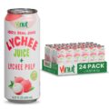 VINUT 100% Natural Lychee Juice Drink with Pulp, Real Lychee Juice, Gluten Free, GMO-Free, 16.57 fl oz, Pack of 24