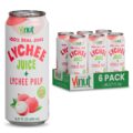 VINUT 100% Natural Lychee Juice Drink with Pulp, Real Lychee Juice, Gluten Free, GMO-Free, 16.57 fl oz, Pack of 6