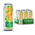 VINUT 100% Orange Juice, No Added Sugar, Never From Concentrate, 16.9 fl oz (500 mL) Can, Pack of 6