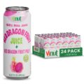 VINUT 100% Red Dragon Fruit Juice with Pulp (Pitaya), No Added Sugar, Not From Concentrate, 16.57 fl oz (490 mL) Can, Pack of 24