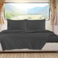 Clara Clark Bedding Short Queen Sheets, RV Sheets Set for Campers, Deep Pockets Fitted RV Bunk Sheets, 4-Piece 1800 Microfiber Bed Sheet Set, Cool and Breathable, RV Queen Sheets, Charcol Gray
