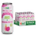 VINUT 100% Red Dragon Fruit Juice with Pulp (Pitaya), No Added Sugar, Not From Concentrate, 16.57 fl oz (490 mL) Can, Pack of 12