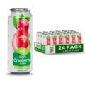 VINUT 100% Cranberry Juice, No Added Sugar, Not From Concentrate, 16.9 fl oz (500 mL) Can, Pack of 24