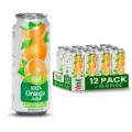 VINUT 100% Orange Juice, No Added Sugar, Never From Concentrate, 16.9 fl oz (500 mL) Can, Pack of 12