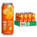 VINUT Mango Juice Drink with Pulp, 55% Real Juice, NFC Squeezed, Tropical Fruit Beverage, 16.57 Fl Oz (490mL) Can (Pack of 12)