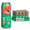 VINUT Lychee Juice Drink with Pulp, 55% Real Fruit Content, NFC, Refreshing Tropical Taste, 16.57 Fl Oz (490mL) Can (Pack of 12)