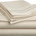 Cathay Home Luxury Soft Microfiber Sheet Set with Embroidered Pillow Cases, Full, Cream